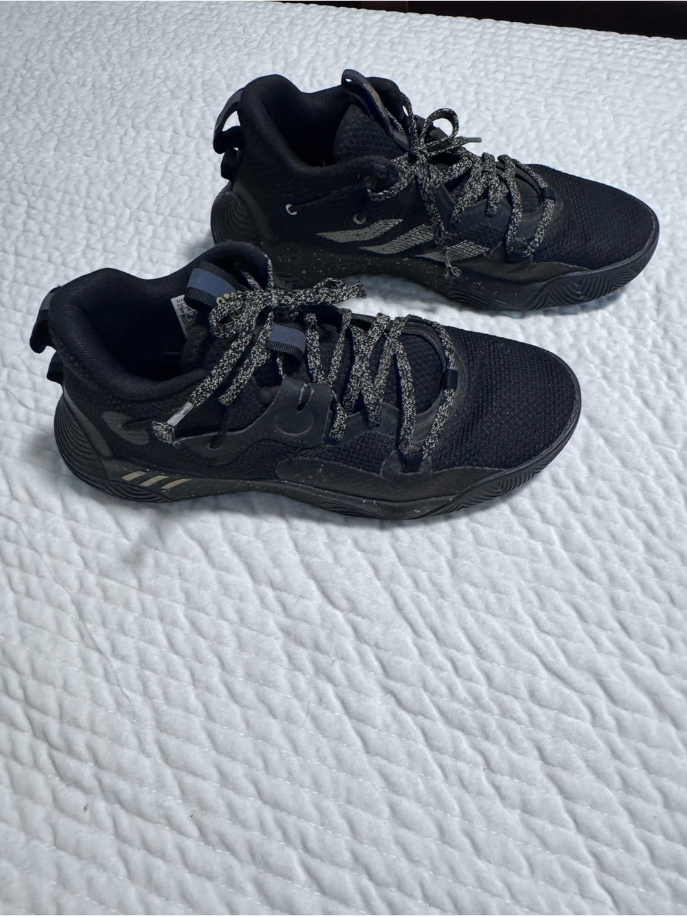 adidas Black Mesh Athletic Sneakers with Reflective Laces
